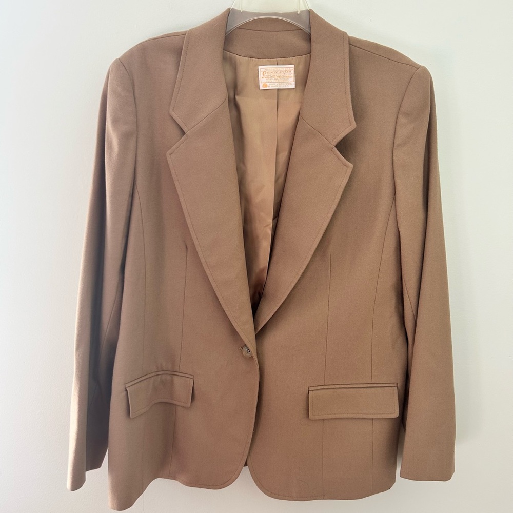 Vintage Pendleton Women’s Tan Camel Wool Blazer Jacket Size 18